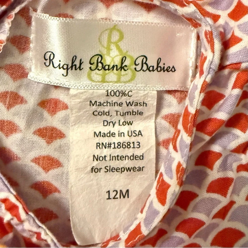 Bundle of 2 Rare Right Bank Babies Scallop Print Baby Dresses 12M - $130 Retail - Picture 4 of 5